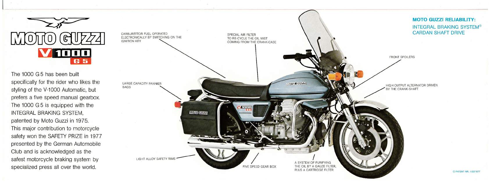 Especificaciones técnicas Moto Guzzi V 1000G5