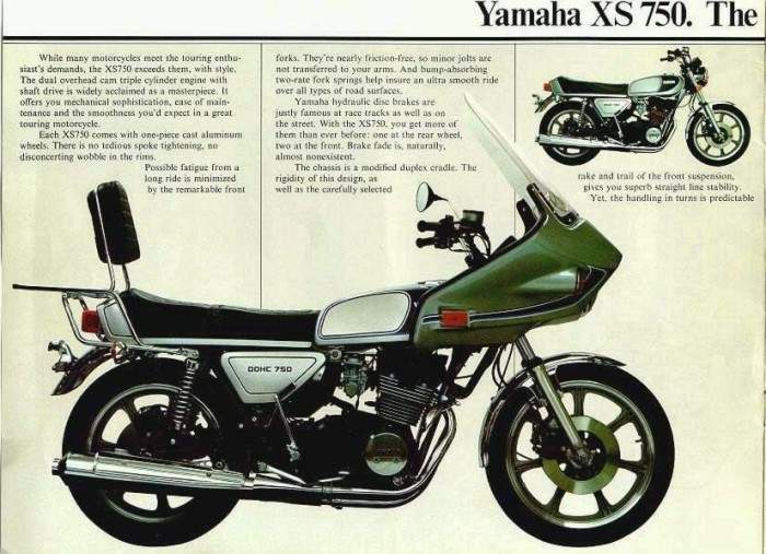 Especificaciones técnicas de la Yamaha XS 750 Touring