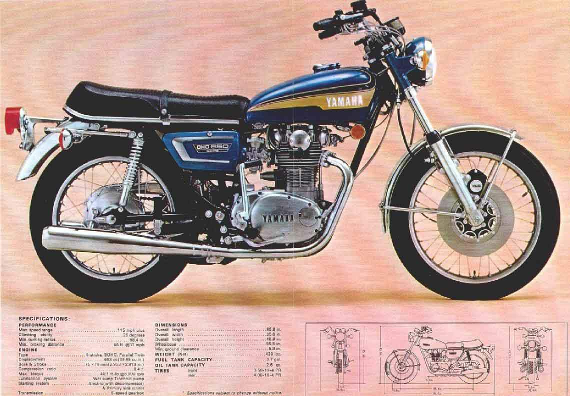 Especificaciones técnicas de la Yamaha XS 650 / TX 650