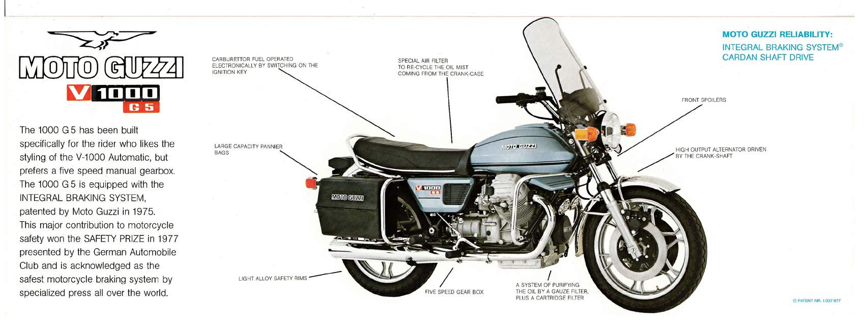 Moto Guzzi V 1000G5 (1978-80) especificaciones técnicas