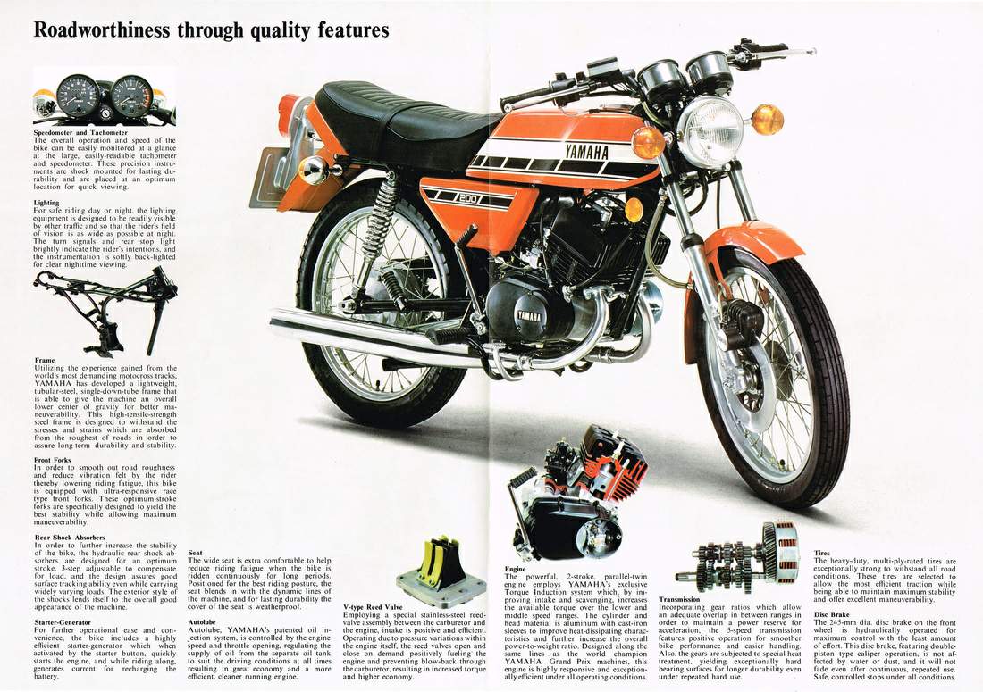 Especificaciones técnicas de la Yamaha RD 200 (1976)